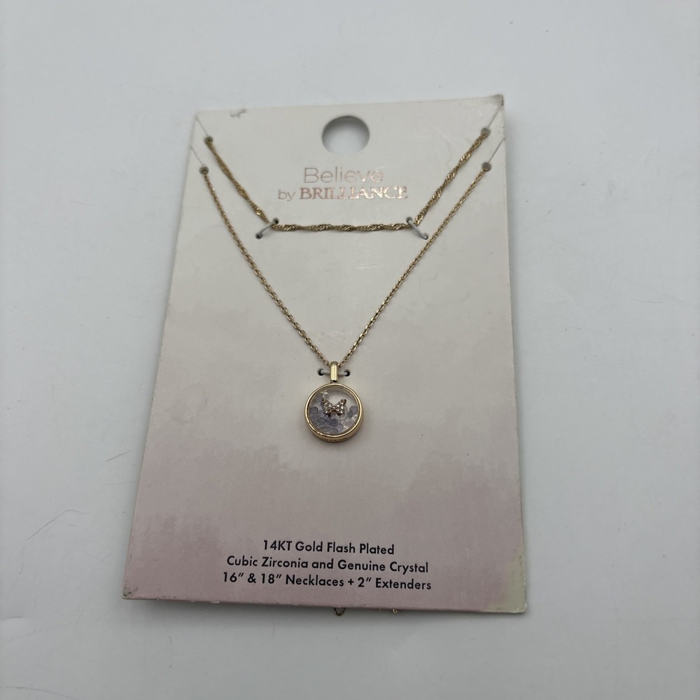 Believe by Brilliance 14KT Gold Plated Butterfly Shaker Purple Crystal Necklace